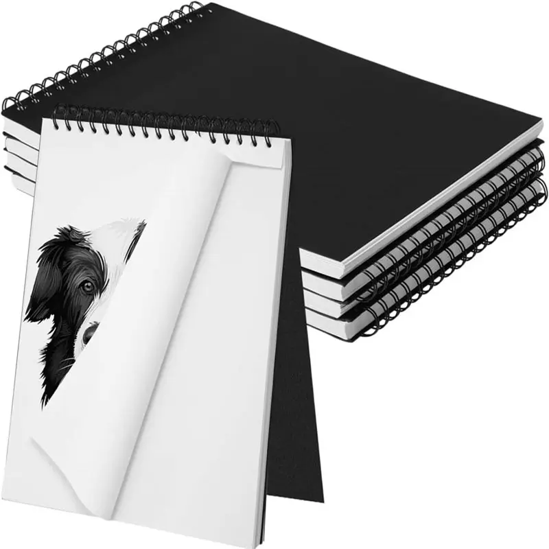 Re-Bindable Paper Plain Notebook, Reusable Binding A4 Large Size Notebook With Solid Black Cover