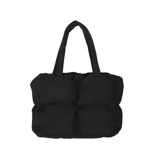 Quilted Compartment Puffer Tote Bag Puffer Tote Bag Lightweight Down Cotton Padded Puffy Purse Quilted Puff Crossbody Bags for Women