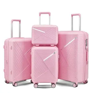 [SAYGOGO] Luggage Sets 4 Piece (14/20/24/28) , Expandable Lightweight Suitcase with 4 Double 360 Degrees Mute Spinner Wheels PP Materials Durable TSA Lock Travel Luggage