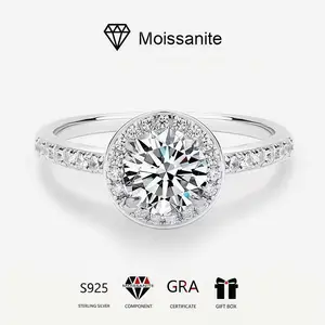 925 Sterling Silver Princess Round Moissanite Ring for Women Proposal Wedding Couple Valentine's Day Gift Full Silver Inlay