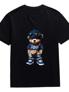 Men's Summer Bear Print T-Shirt, Casual Fashion Style, Perfect for Daily Wear, Comfortable and Stylish, Ideal for Everyday Use
