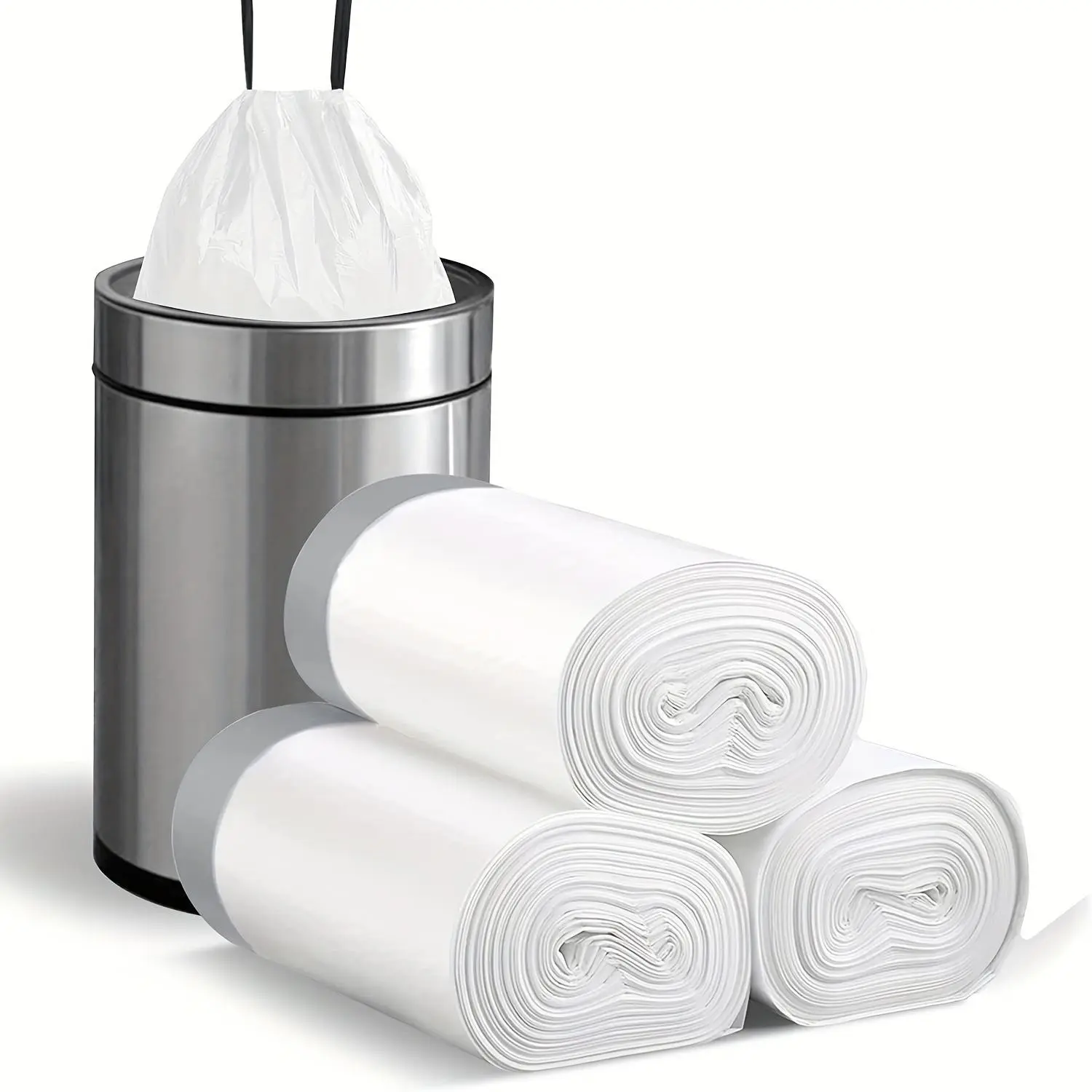Small drawstring garbage bags, trash can liners, Sturdy Trash Bags, Drawstring Bin Bags, suitable for use in bathrooms, bathrooms, bedrooms, offices and toilets.