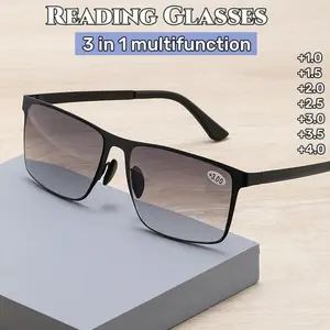 Premium 3-in-1 Reading Glasses +1.0 to +4.0 Diopter with Metal Frame and Blue Light Blocking Polycarbonate Lenses for Computer, Reading, and Craft – Black Nearsighted Eyewear indestructible glasses