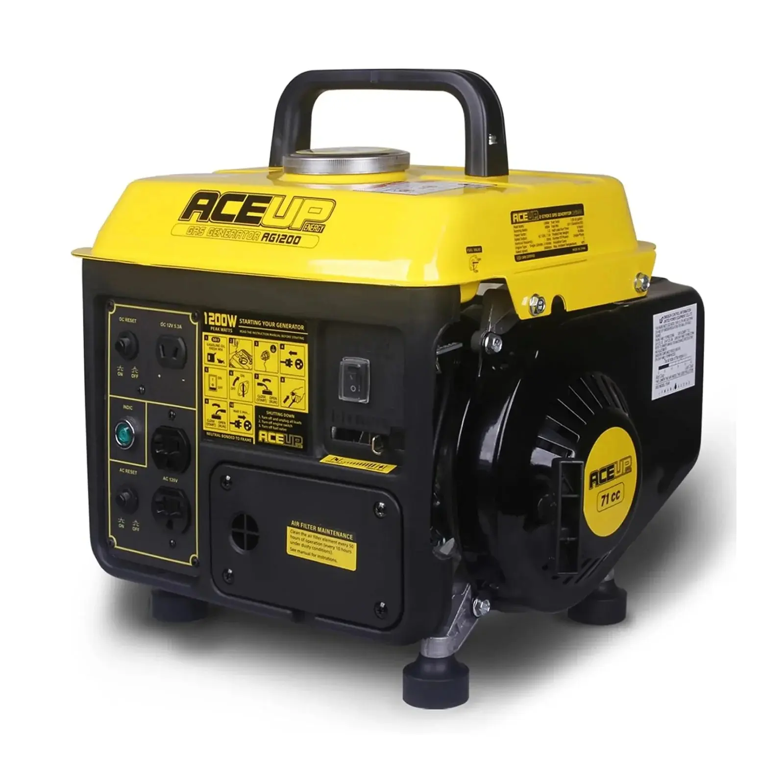 Aceup Energy 1200W 2-Stroke Gas Powered Generator - Portable, Ultralight, EPA & CARB Compliant for Camping, Home Improvement Electrical Equipment (Model AG1200)