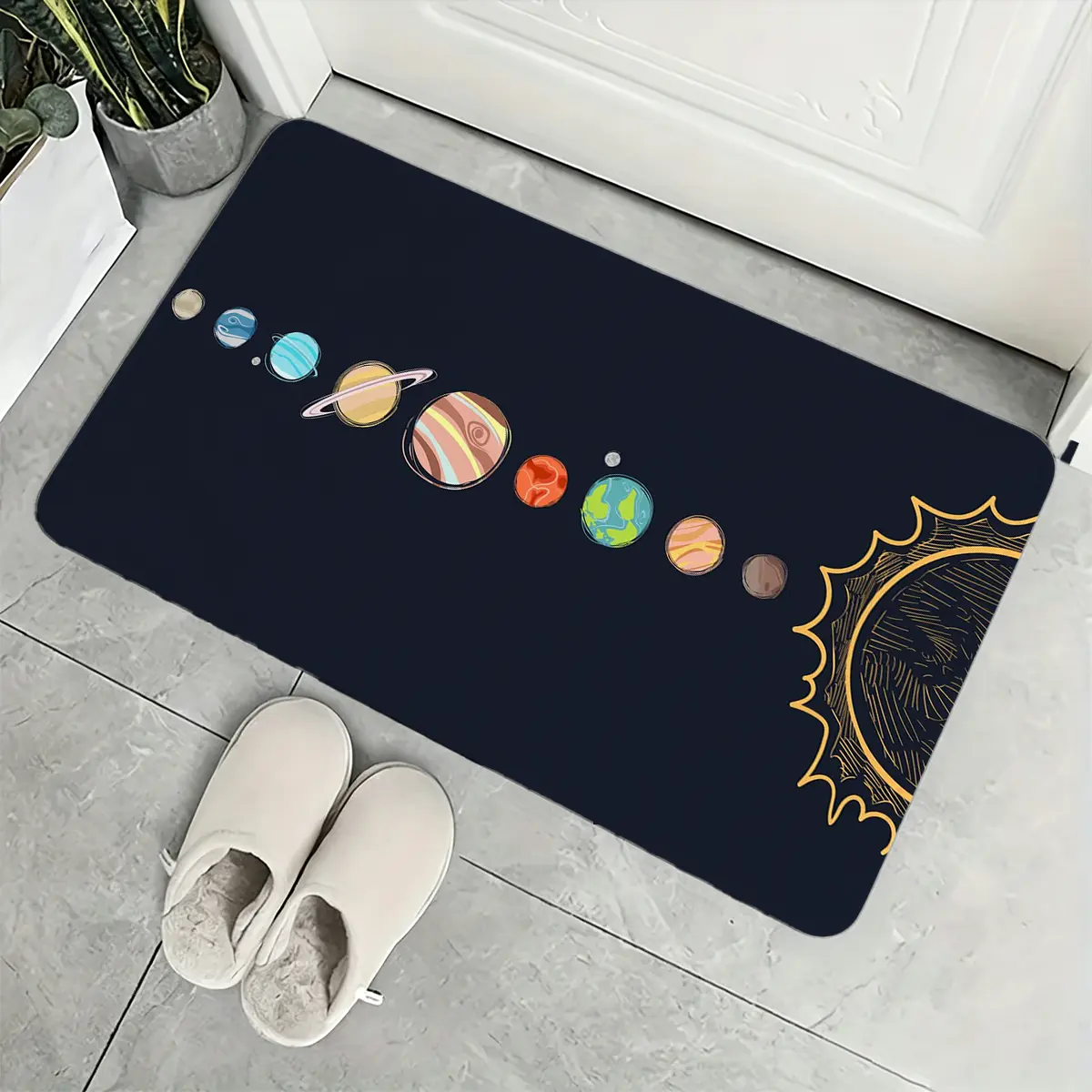 Flannel door mat, non-slip absorbent indoor entrance carpet, sky decorative floor mat suitable for bedroom bathroom kitchen floor
