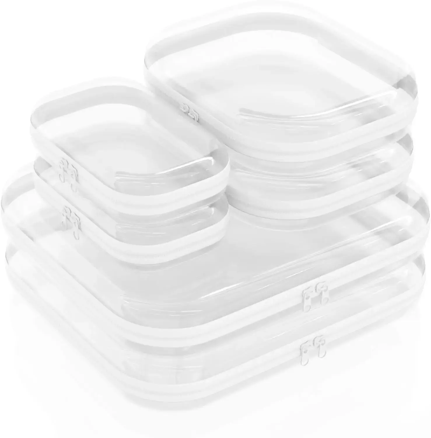 6 Pack Waterproof Clear Hard Shell Zipper Pouches, Multipurpose Plastic Storage Cases, Travel Makeup & Toiletry Organizer Bags, Divider Pouches for Diaper Bag, Office & Home Supplies durable  Organizer jewelry box