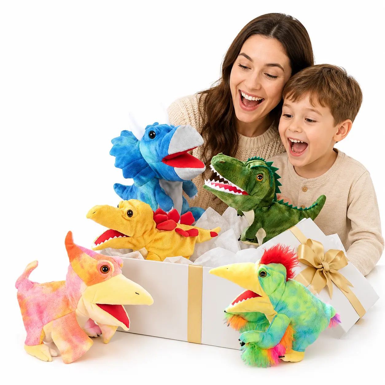 Non-Toxic Soft Plush Dino Puppet, Articulated Chomping Mouth for Vivid Roleplay, Durable Kid Play Puppet, Imagination-Boosting Storytelling Tool, Portable Stuffed Dinosaur Toy Ideal for Home Play, Preschool Activities & Travel Entertainment