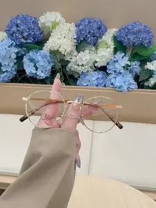 Unisex Fashion Round Frame Eyeglasses, Classic Transparent Lens Eyeglasses, Anti-blue Light Computer Eyeglasses, Fashion Eyewear Accessories for Daily Wear, Trendy Frames, Stylish Trendy Eyewear, Lightweight Eyeglasses, Trendy Casual Eyeglasses