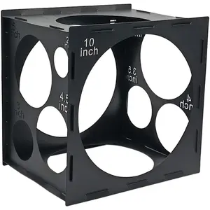 11 Holes Collapsible Black Plastic Balloon Sizer Box, Sizer Cube, Size Measurement Tools for Balloon Decorations, Arches