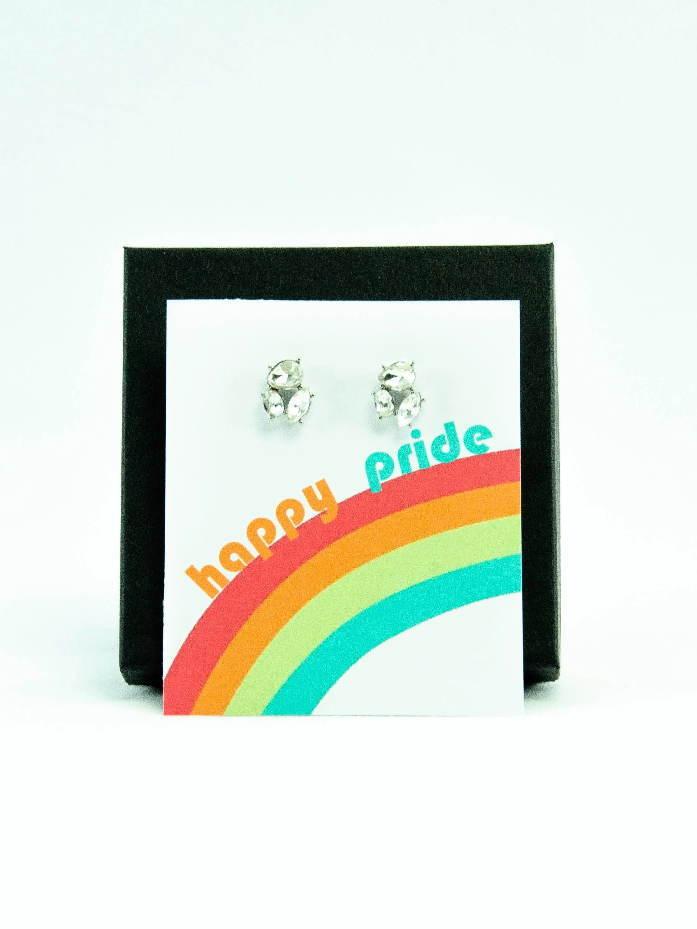 Happy Pride Month LGBTQ+ Rainbow Jewel Stud Earrings Gift