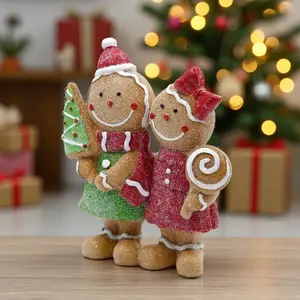 Christmas Gingerbread Man Figurine, European Creative Resin Decorative Desktop Ornament, Christmas Atmosphere Gift Decoration