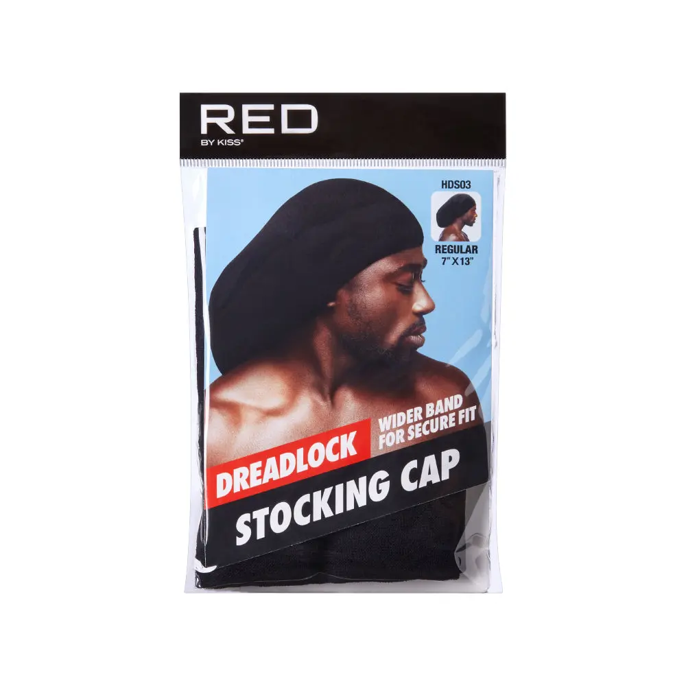 Red Dreadlocks Stocking Cap - HDS03 Model, 7x13 Size, Soft & Stretchy Knit Cap, Adjustable Expandable Headgear, Secured Fit Hair Turban, Hair Protection Accessory, Knit Cap Hats, Adjustable Expandable Hats