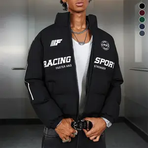 Stylish Casual Men's Warm Winter Jacket with Racing Graphics, Versatile and Trendy. Crafted from windproof and abrasion-resistant fabric, perfect for cycling and everyday leisure wear—an ideal choice for winter outfits. Long-sleeve solid-color jacket.