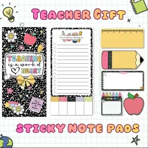 [Gift] Teacher Sticky Notes "Teaching Isa Work of Heart" - Set Blackboard Self-Stick NotePads - Teacher Appreciation Gift Writing MemoPads Classroom School Office Supplies Sticky Labels