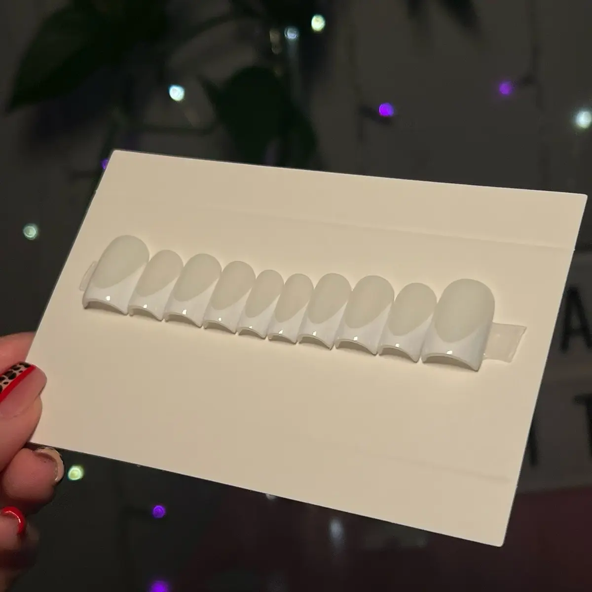 White on white classy French tip press ons