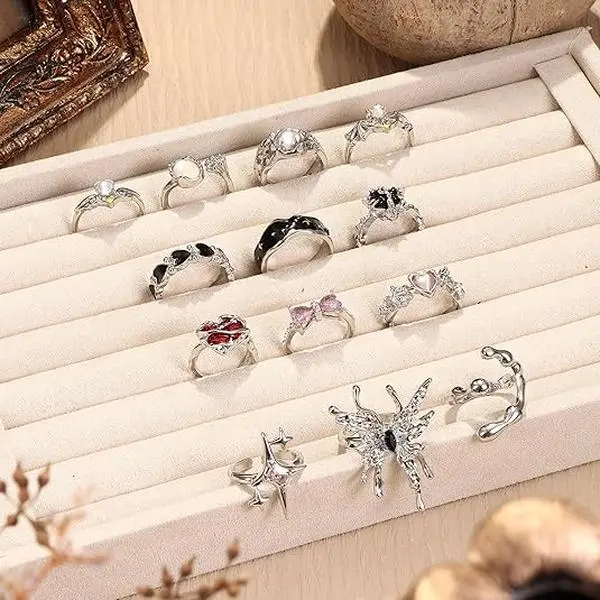 13Pcs Y2k Rings For Women Vintage Irregular Rings for Women Men Chunky Adjustable Rings Gothic Goth Open Moonstone Butterfly Star Pink Heart Cool Statement Ring Aesthetic Accessories Ring Set - Home Improvement.