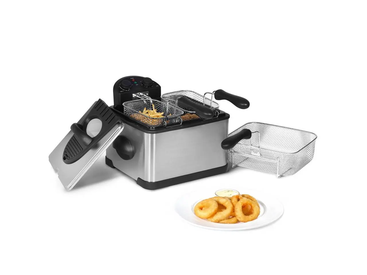 MegaChef 4.23 Quart Stainless Steel Electric Deep Fryer with Timer