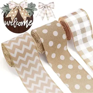 3 Rolls Burp Wired Ribbons 15 Yards Stripe Dot Buffalo Pid  Wrapping Gingham Grosgrain Ribbon for DIY Crafts Party  Decoration, 2.5 Inch x 15 Yards