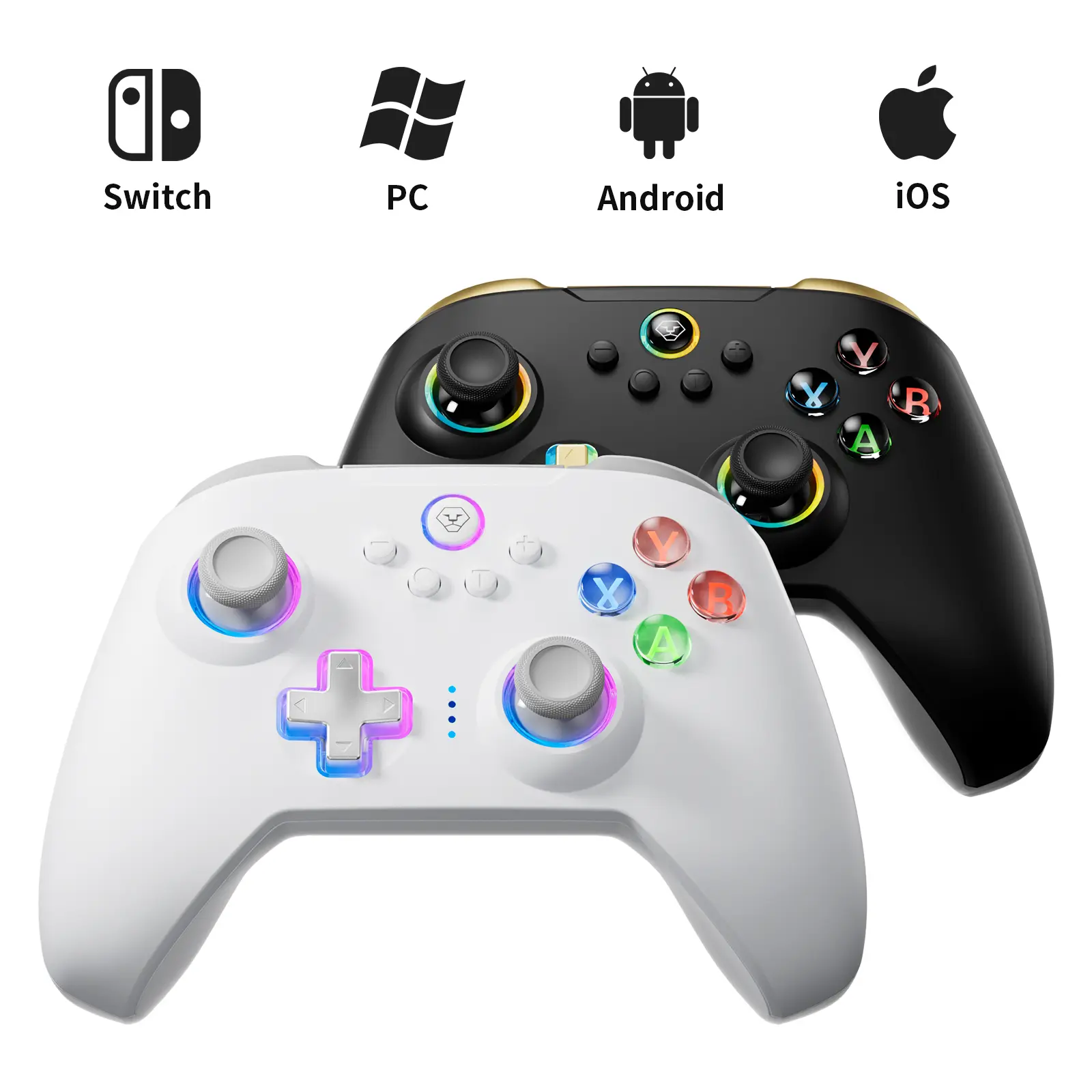AOLION N10 Multiplatform Game Controller - Hall Effect, Color Changing Luminous RGB Lighting, Adjustable Custom Back Buttons, 2.4G Bluetooth/Wired Modes, Not for PlayStation/Xbox, Compatible with Switch, PC, iOS, Android, Gaming Accessory, Accessories, Re