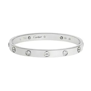Pre-owned Cartier 4 Diamond Love Bracelet Size 16