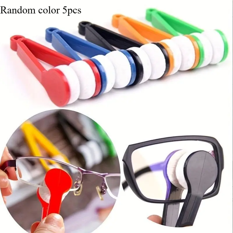5pcs/set Portable Glasses Eraser Cleaning Brush Glasses Sheet Clip Glasses Cleaning Eraser Glasses Cleaning Tool Household Cleaning Tool Cleaners