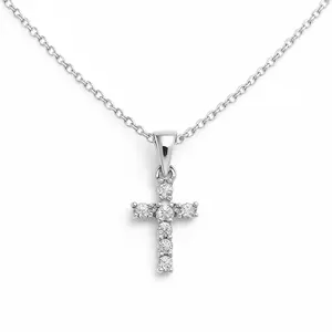 Dainty CZ Cross Necklace • Small Rhinestone Christian Pendant • Gold/Silver/Rose Gold • Adjustable 13–16” • Minimalist Jewelry Gift