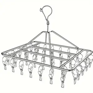 1 piece of stainless steel hanging clothes rack - 40 clips - wind-resistant design - versatile for both home use and commercial applications