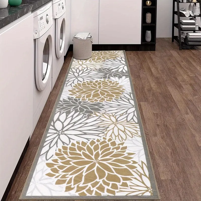 Floral Medallion Runner Rug Non-Slip Washable Hallway Runner Rug Accent Laundry Rug Runner Low-Profile Floor Carpet Runners for Hallways Entryway Laundry Room Bathroom