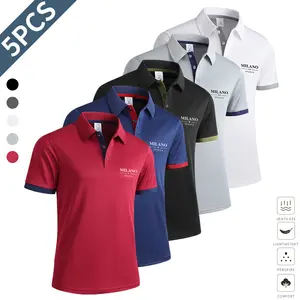 5-Pack summer lapel men's short-sleeved polo shirts, multi-color polo shirts, casual sportswear men's tops.Ideal for business, travel, work, dating and home wear, a must for travel | Casual style