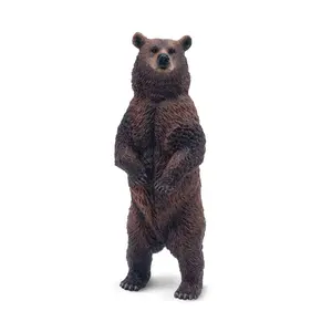 TOYMANY PVC Plastic Hand-Painted Standing Brown Bear Figurine - Realistic Look Unisex Toy for Age 3+, Ideal for Early Education, Montessori Sensory Play, Collectible Wildlife Animal Model & Decor Piece