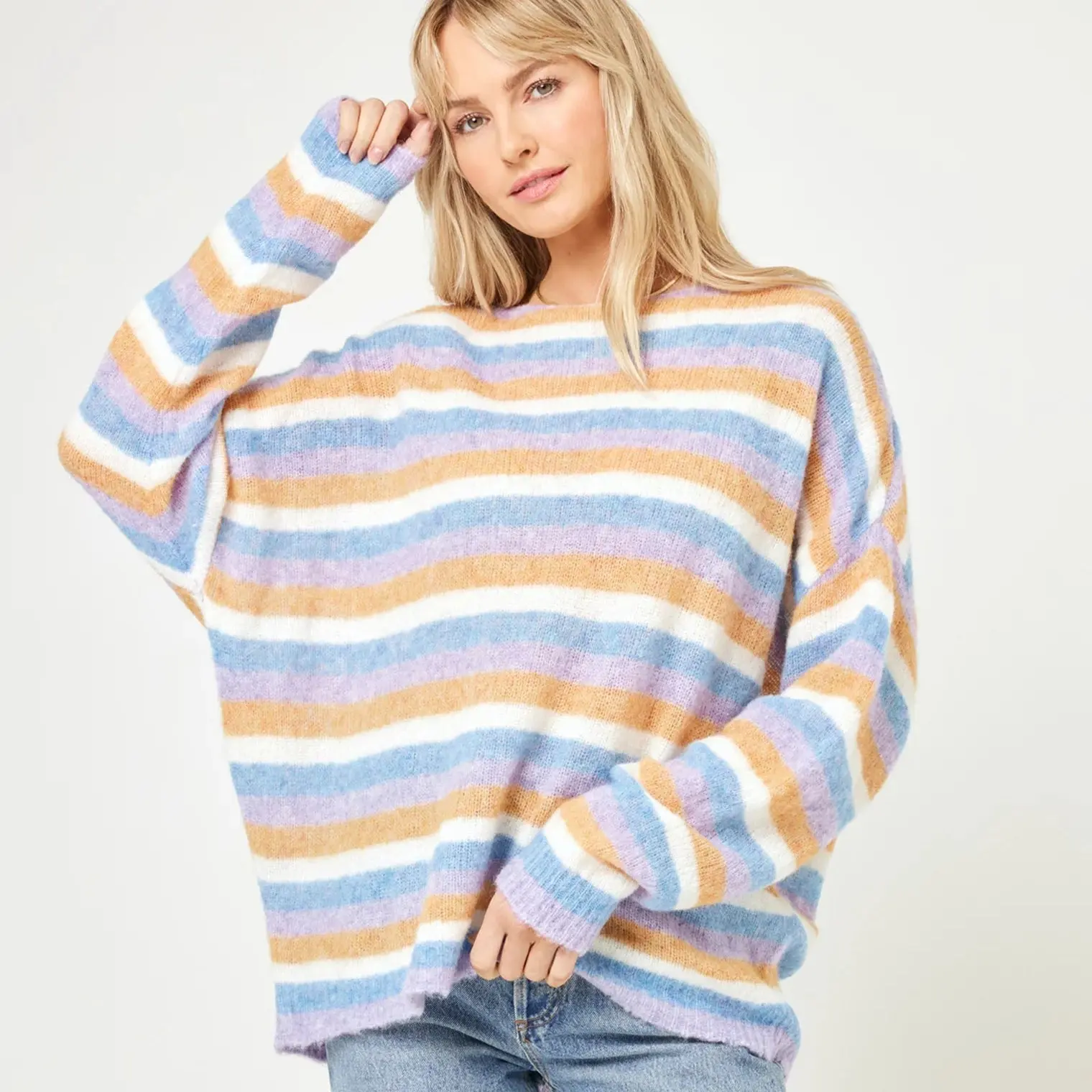 L Space - Cozy Clouds Sweater - Beautiful Skies Stripe (Add-On)