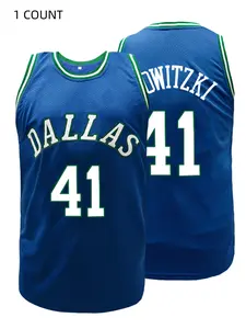 Men'S Blue # 41 Embroidered Retro Basketball jerseys Slightly Stretch Breathable Sports niform, Sleeveless Basketball Shirt For Training Competition Party Vintage Basketball Jersey