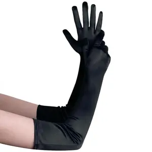 Women’s Long Stretchable Satin Opera Elbow-Length Gloves (20 inches), 1920s Costume Party