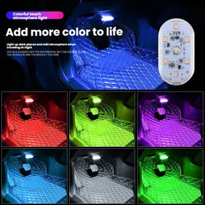 Car Ambient LED Lighting Kit, USB Touch Control Multi-Color Interior Lights, LED Backlights, Footwell Trunk & Reading, Easy Install Mood Light Strip