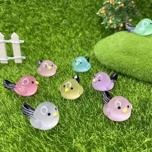 Cute Cartoon Bird Design Resin Ornament Set, Mini Simulation Cartoon 3D Colorful Night Light Bird Ornament, Luminous Bird Ornaments, Fish & Aquatic Supplies, Aquarium, Fish Tank, Fish Tank Decorations