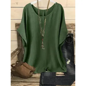 Batwing Sleeve Top, Loose Fit Casual Women's Blouse, Summer Fashion, Comfortable Daily Wear, Stylish DesignGift