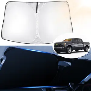 Canvcle Windshield Sun Shade for 2019-2025 2026 Chevrolet/Chevy Silverado 1500 Accessories, Regular Cab, Crew Cab, Double Cab 2Dr 4Dr Custom Fit Window Shade Sun Visor Foldable Blocks UV Rays