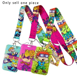 Cartoon Girl Boy Lanyard For Keys USB ID Credit Card Cover Badge Holder Mobile Phone Charm Key Ring Hang Rope Keychain Accessories