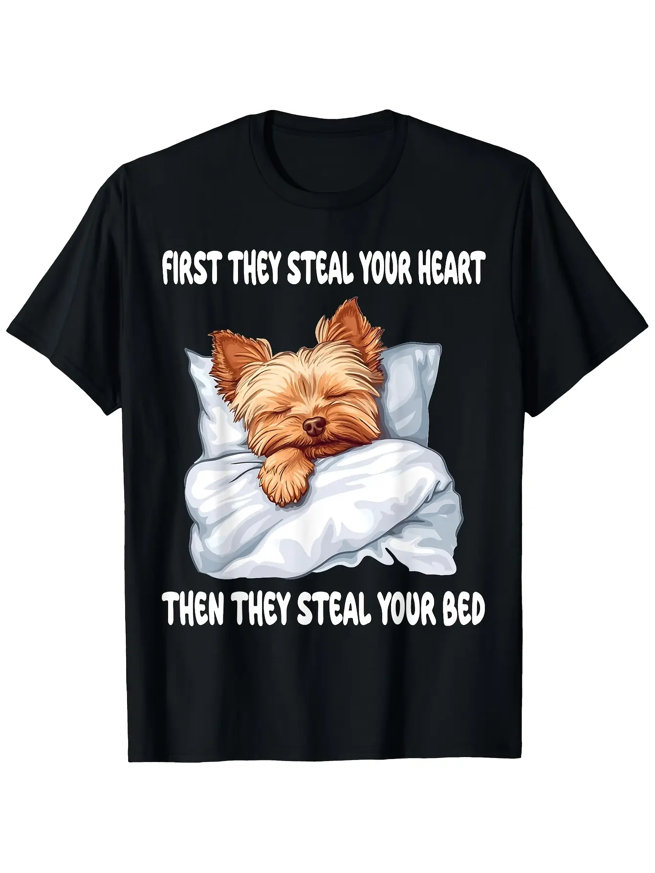 Yorkshire Terrier Yorkie Pajamas T-Shirt 180g 100 unisex soft cotton short sleeve t shirt, vintage graphic casual tee for men women teens, perfect birthday holiday gift for camping travel gym daily street  wear