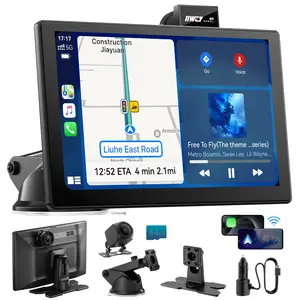 IIWEY iK9 9" Wireless CarPlay & Android Auto Screen, Portable Car Stereo with 4K Dash Cam & 1080p Rear Camera, CarPlay with Backup Camera, Touch Screen GPS Display, Mirror Link, Apple Car Play Screen, Free 64GB, fathersdaygift