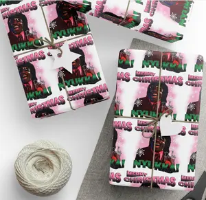 Merry Christmas Nyukka Wrapping Paper, Funny Meme Gift Wrap, Bold Holiday Wrapping Paper for Friends, Red Green Christmas Gift Wrap Roll