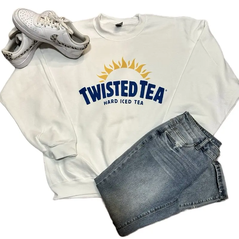 Twisted Tea Sweatshirt - White, Long Sleeve, Casual Style, Suitable for Women - Womenswear, Pullover