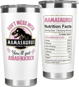 [Sale off up to 50%] Don't Mess With Mamasaurus Tumbler, Funny Mom Stainless Steel Coffee Travel Mug, Birthday Gifts for Mama, Nutrition Facts Insulated Drinkware