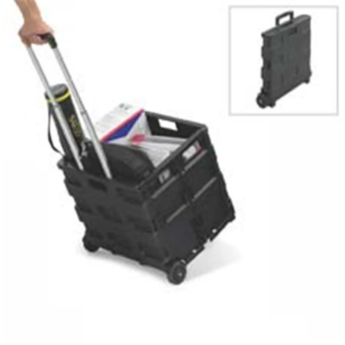 212 MAIN Portable Collapsible High-Capacity Trolley Caddy - Lightweight, Compact, 50 lb Capacity, Telescopic Handle, Puncture-Resistant Wheels for Travel, Outdoor Sports, Airplane Overhead Compartment