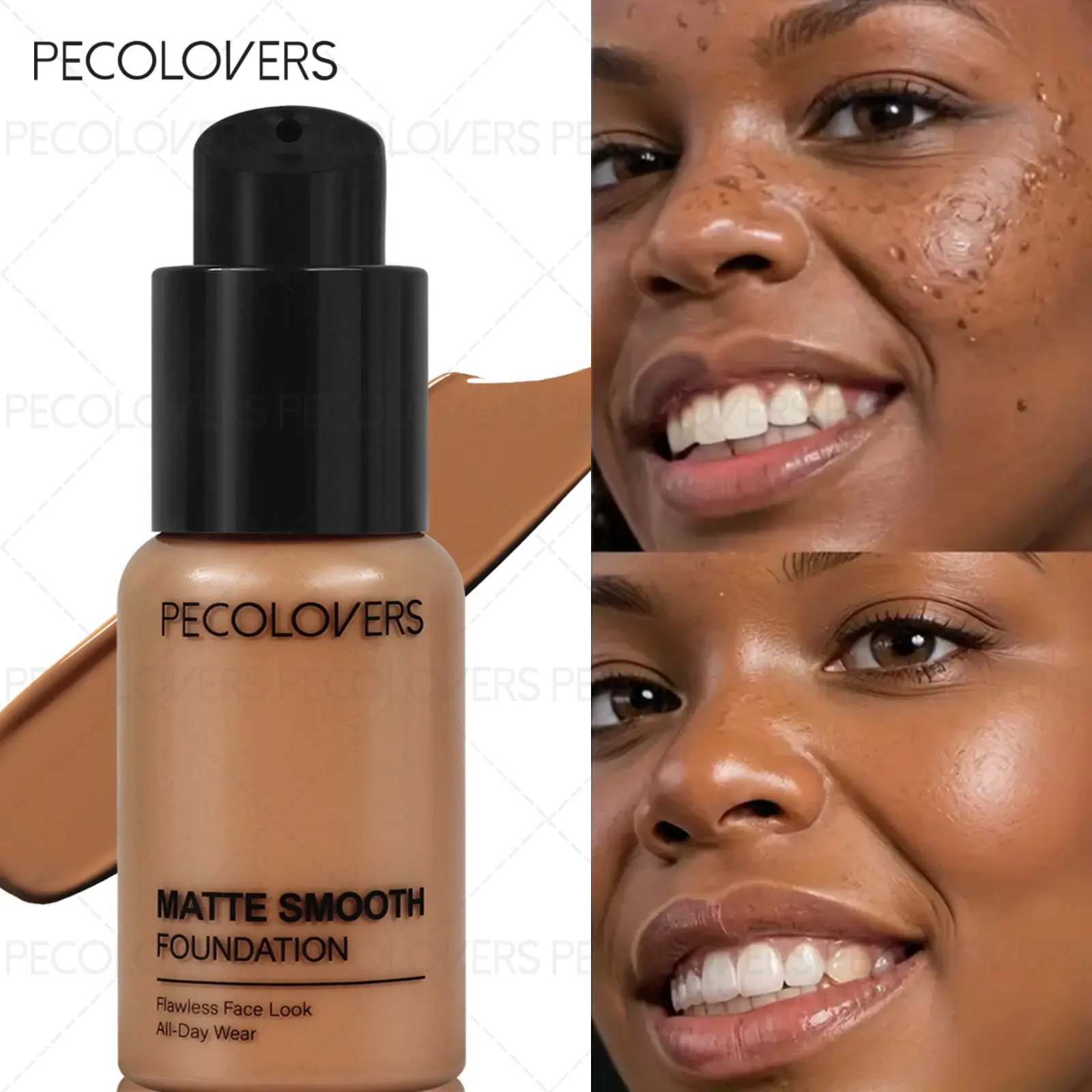 Moisturizing Hydrating Face Foundation Cream, Waterproof, Long-Lasting, Oil-Control, Full-Coverage Liquid Foundation for Pores & Dark Circles, Brighten Wheat-Tone Face Base, Makeup, Brightening Formula Makeup