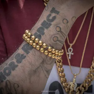 Beaded Moon Bracelet - 18k Gold Plated with Round Beads and Simple Design