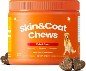 Omega 3 Fish Oil for Dogs -Dog Vitamins and Supplements for Hip, Joint & Skin, Bacon (120 Chews)