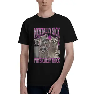 Physically Thicc Funny Raccoon Meme Bootleg Graphic 90s T-Shirt Graphic tees
