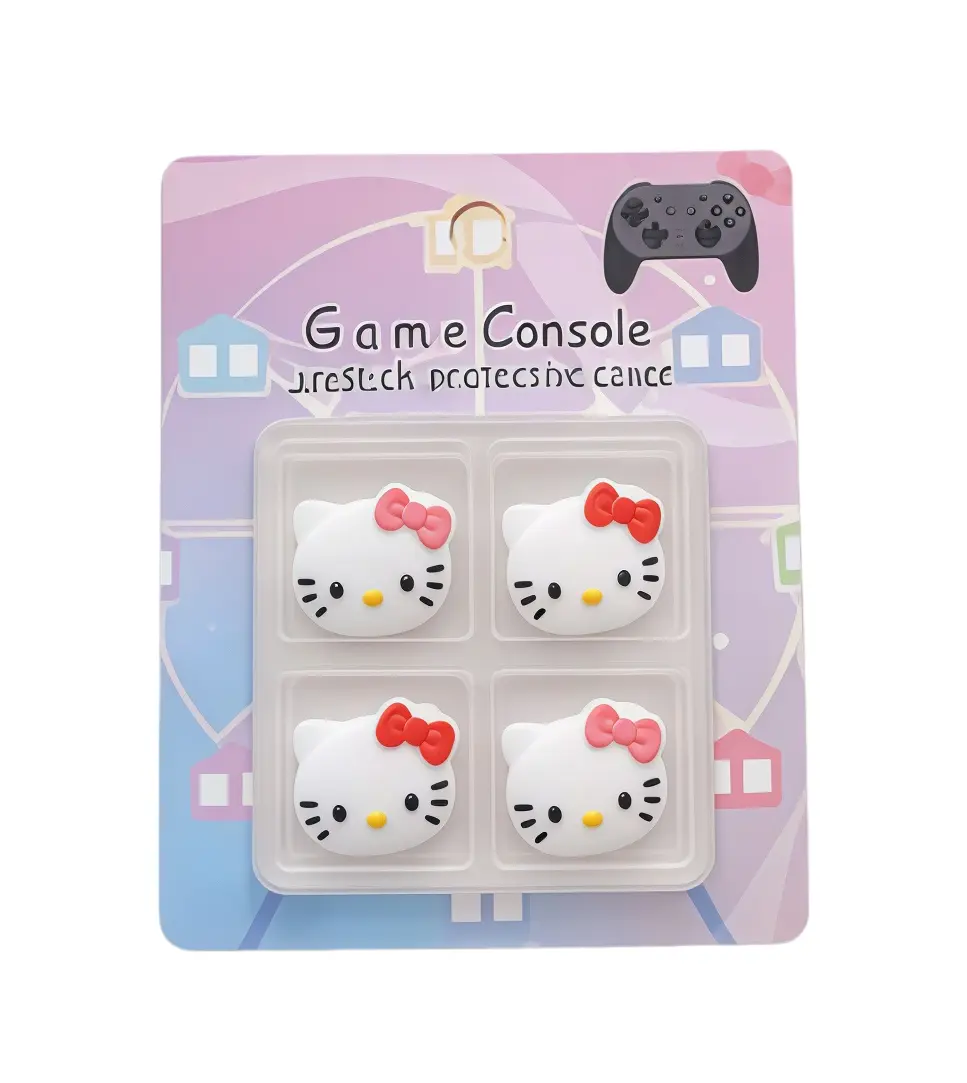 Viral Sanrio Hello Kitty Joystick Cap Decal, Soft Silicone Anti-Slip Thumb Grips Compatible with Nintendo Switch OLED/Lite, PS5, PS4, Xbox Controller, Cute Game Accessory