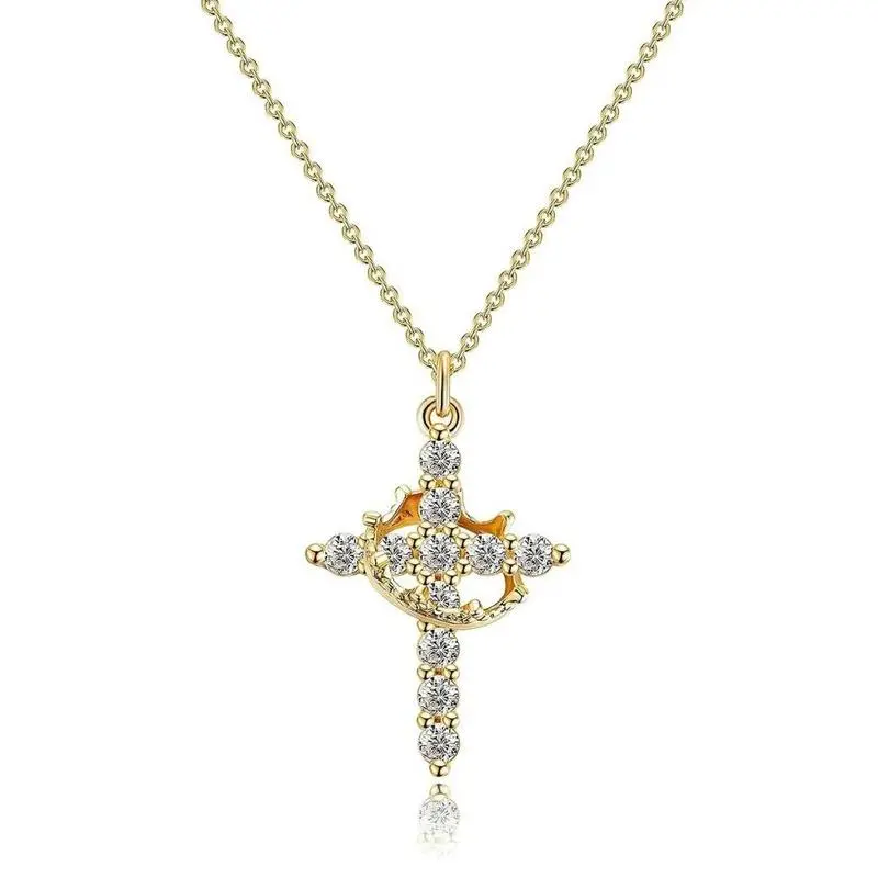 Tewiky Simple Crown & Cross Pendant Choker Necklace For Women & Men & Girls Pretty Crown Cross Necklace For Daily Clothing Decor Trendy All-match & Exquisite Jewelry For Gift For Christmas Gift trending Jewellery For Valentine's Day woman teen girl